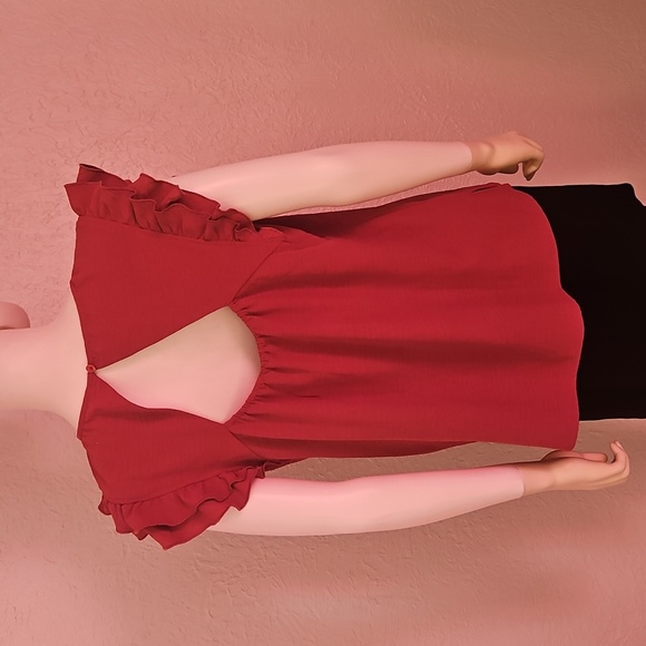 NINE BRITTON Mauve Ruffled Flutter Sleeve Top - Picture 6 of 8